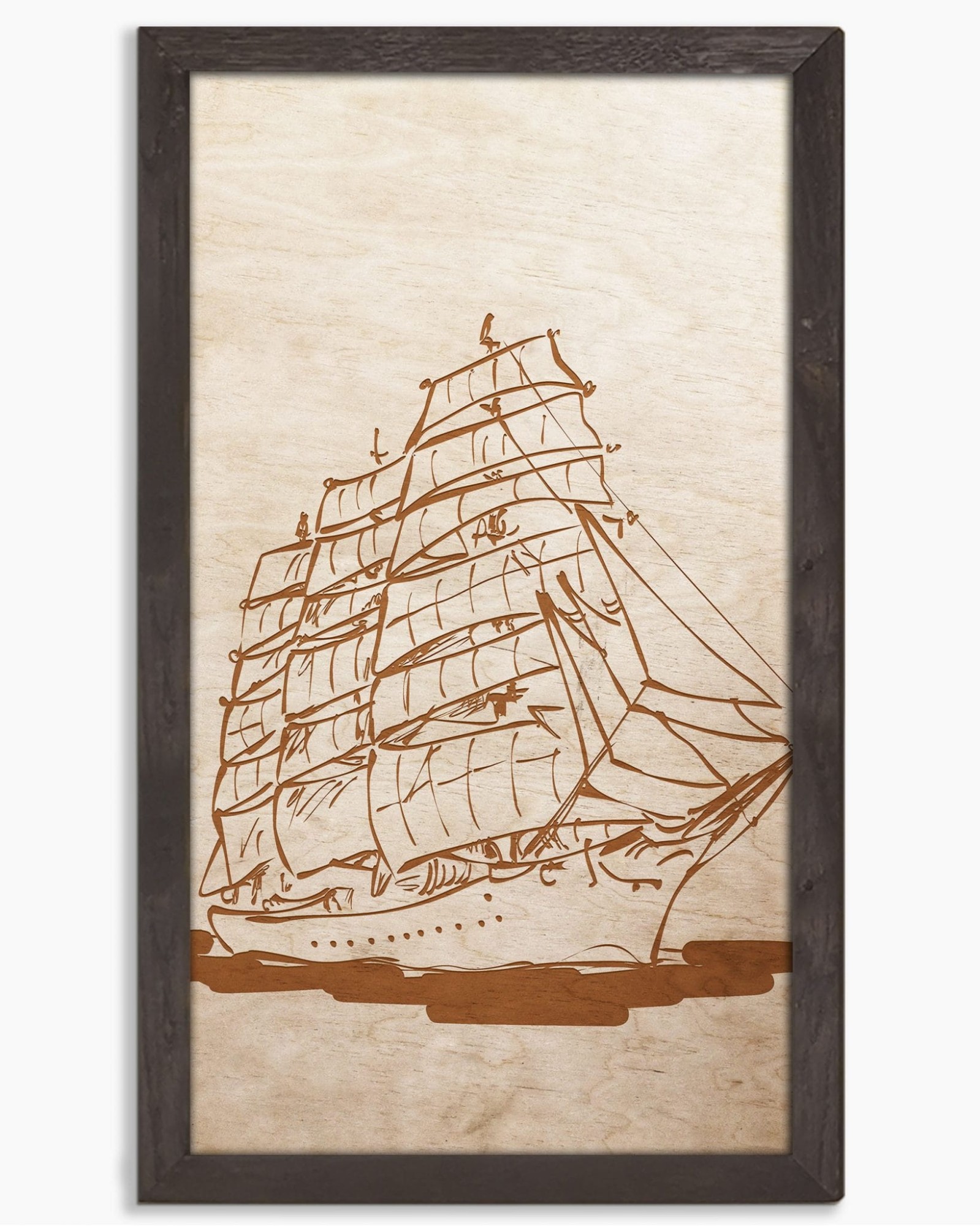 obraz drewniany żaglowiec palisander