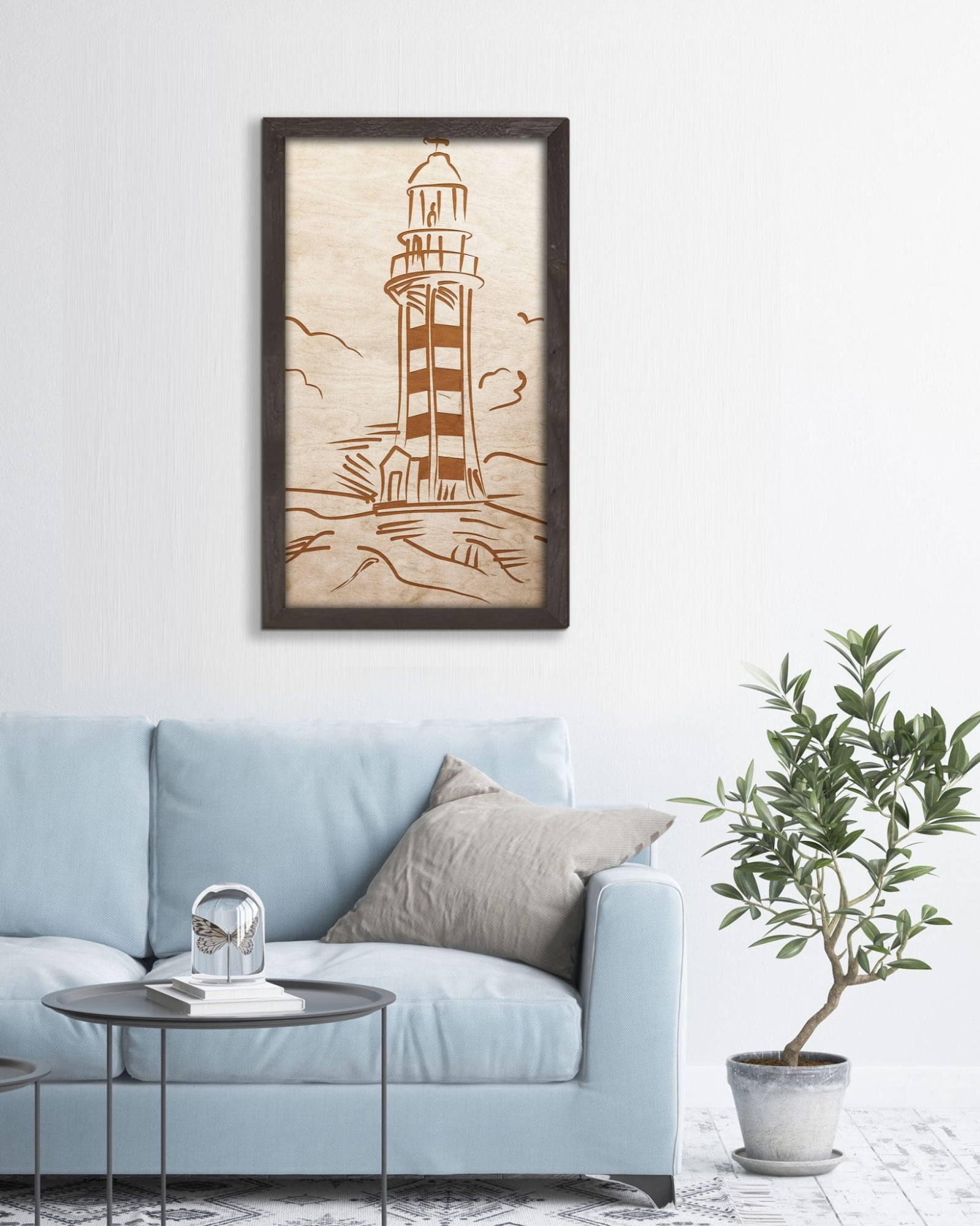 obraz drewniany latarnia palisander