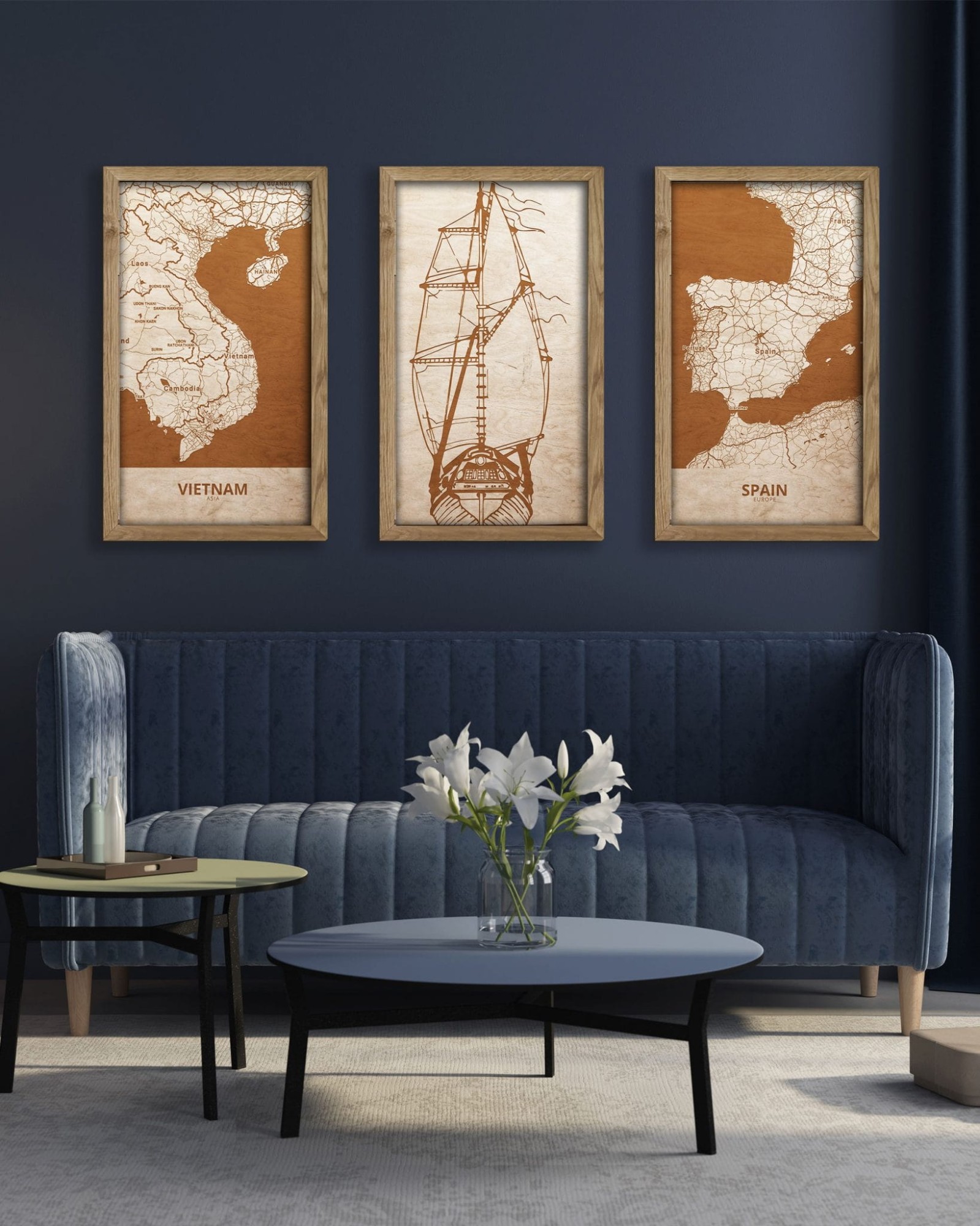 drewniany obraz  statek