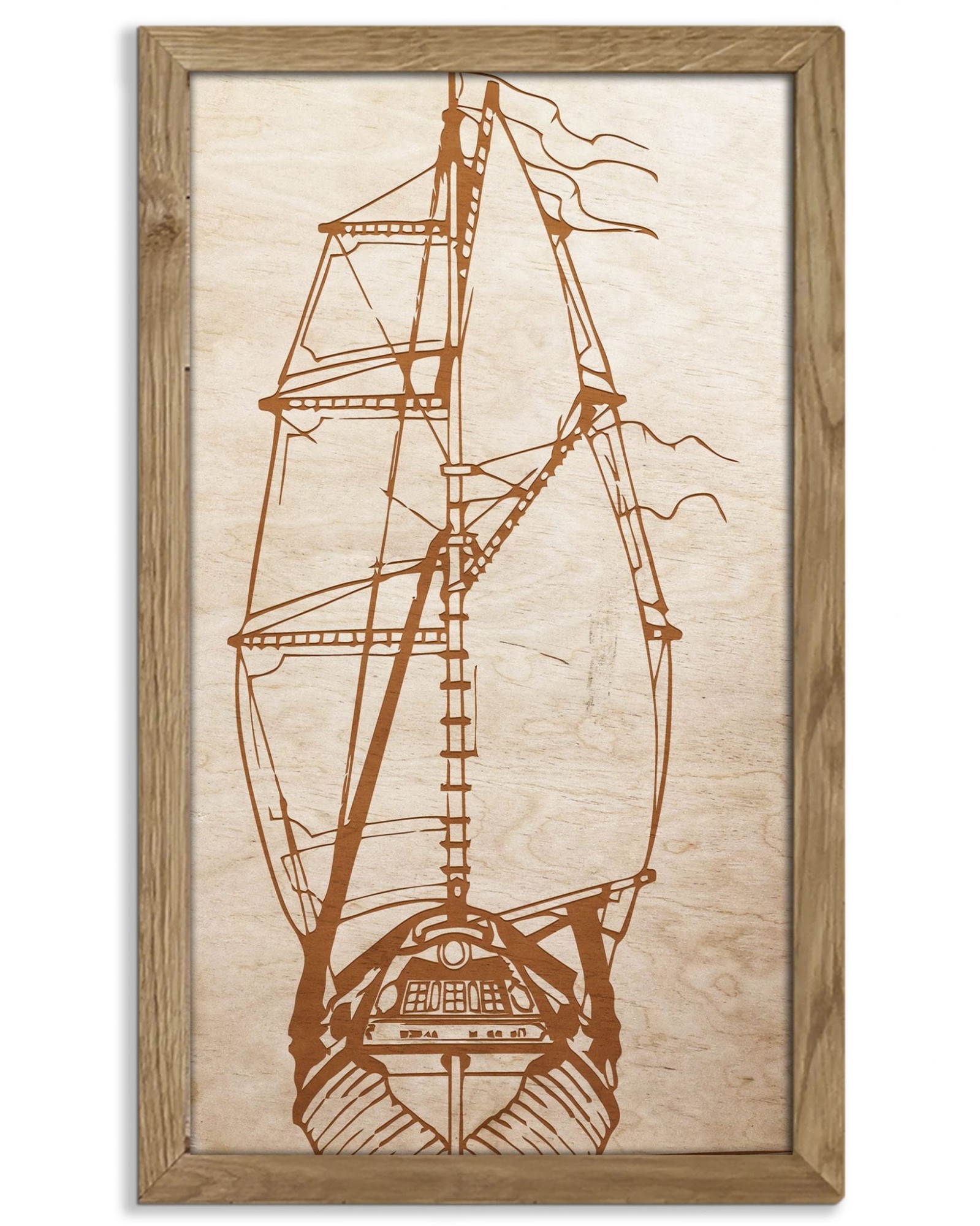 drewniany obraz  statek dąb