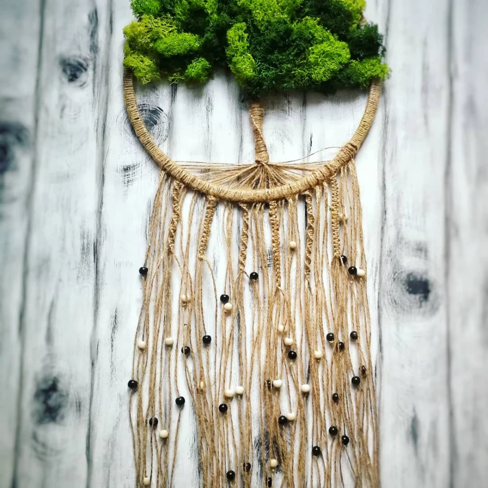 dekoracja z chrobotkiem handmade rękodzieło drzewo