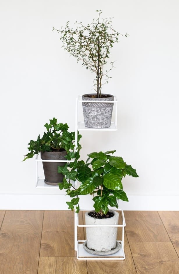 biały kwietnik stojący