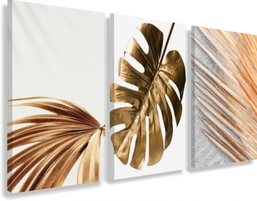 tryptyk na płótnie monstera