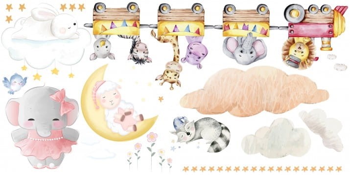 naklejki chmurki zwierzatka