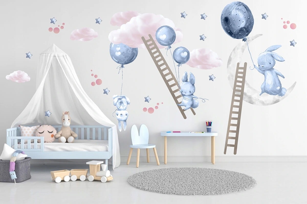 Naklejki na ścianę do pokoju dziecka balony gwiazdki