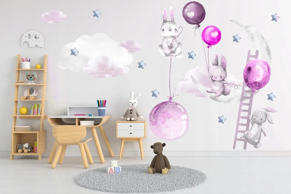 Naklejki na ścianę do pokoju dziecka balony gwiazdki