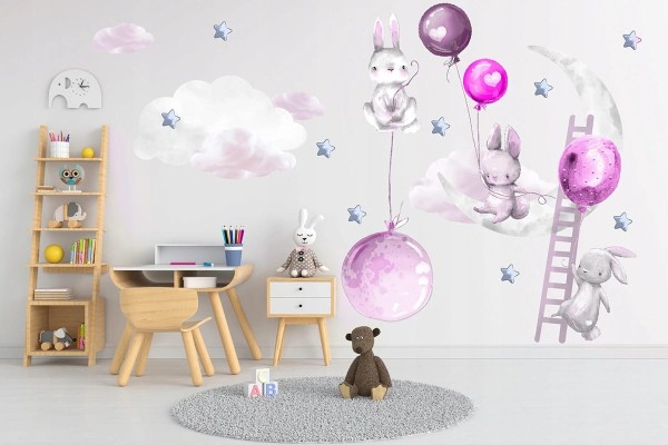 Naklejki na ścianę do pokoju dziecka balony gwiazdki
