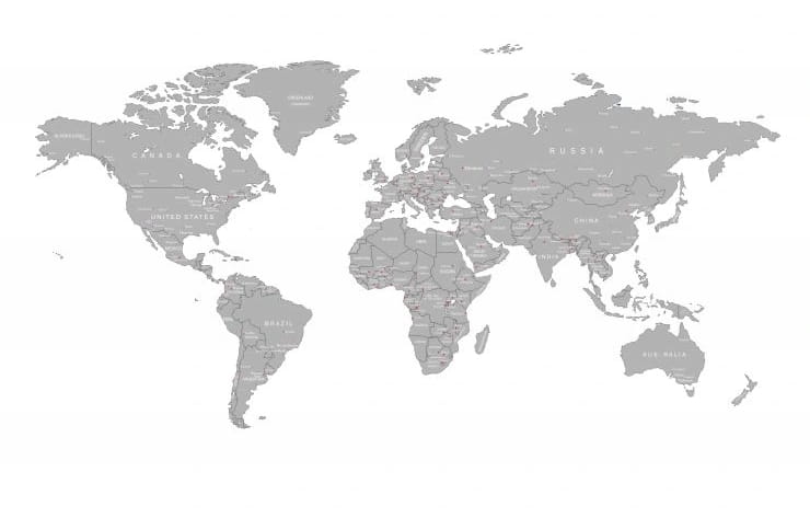 Naklejka ścienna mapa świata angielskie napis