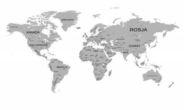 Naklejka ścienna mapa świata polskie napisy