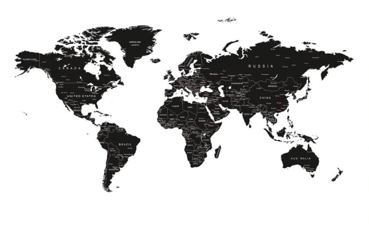 Naklejka ścienna mapa świata angielskie napisy