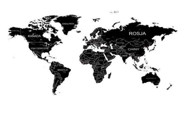 Naklejka ścienna mapa świata polskie napisy