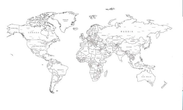 Naklejka ścienna  mapa świata angielskie napisy