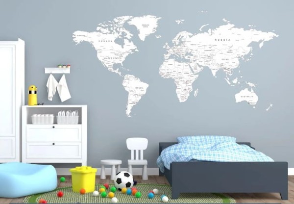 Naklejka ścienna  mapa świata angielskie napisy