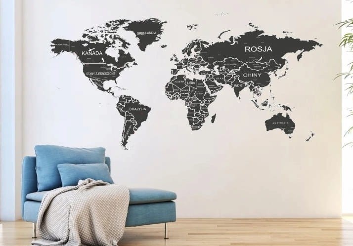 Naklejka na ścianę mapa