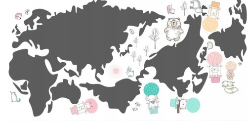 Naklejka ścienna do pokoju dziecka mapa świata