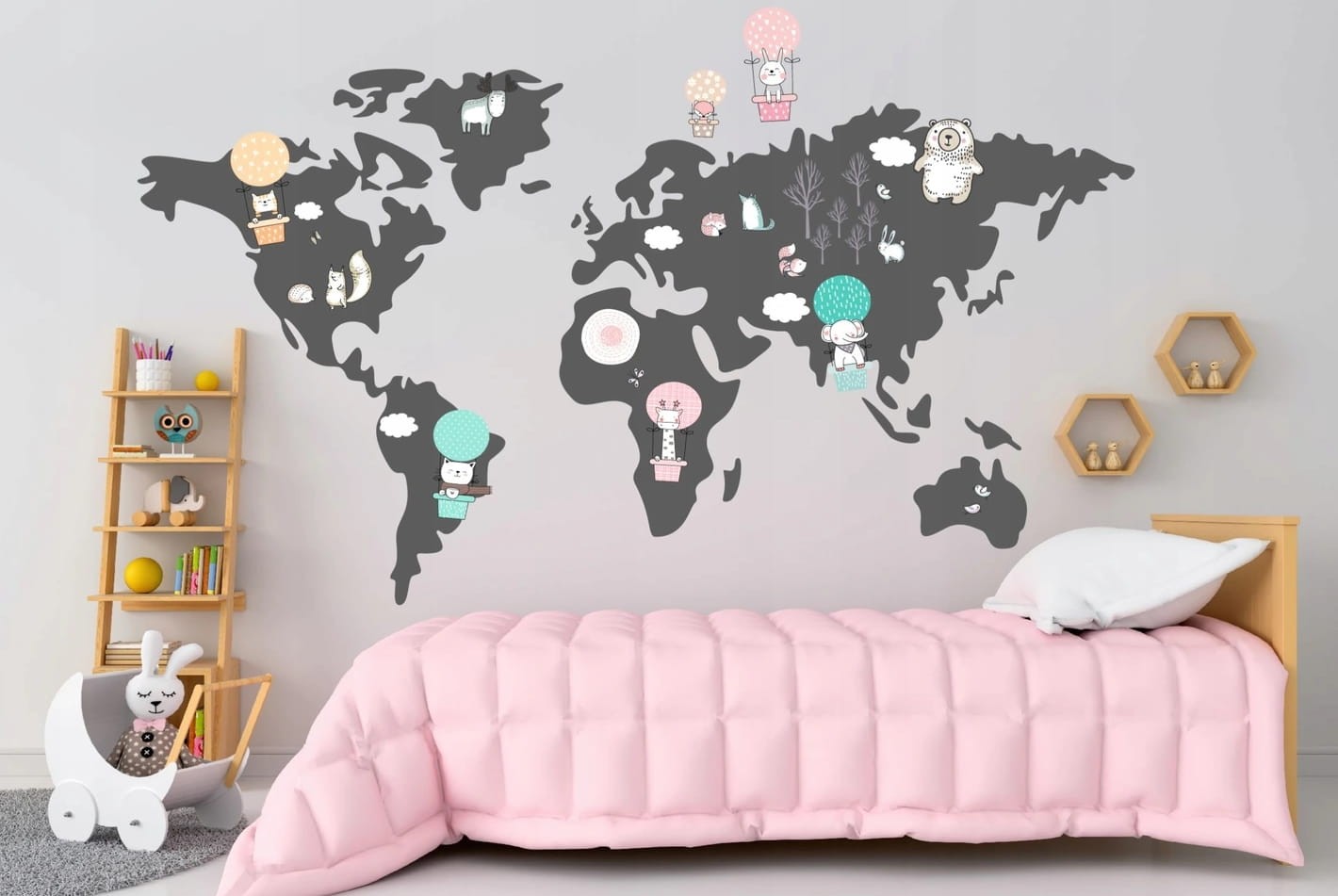 Naklejka ścienna do pokoju dziecka mapa świata