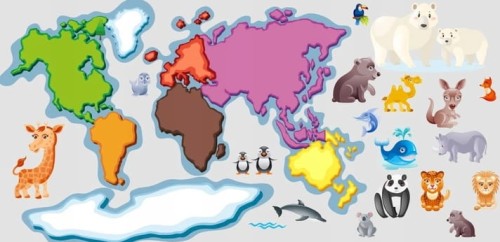 Naklejka ścienna do pokoju dziecka mapa świata