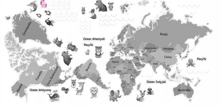 Naklejki ścienne do pokoju dziecka mapa świata