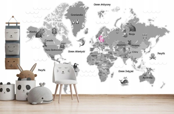 Naklejki ścienne do pokoju dziecka mapa świata
