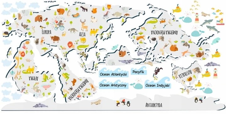 Naklejki ścienne do pokoju dziecka mapa świata