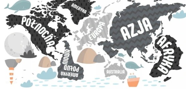 Naklejki ścienne do pokoju dziecka mapa świata
