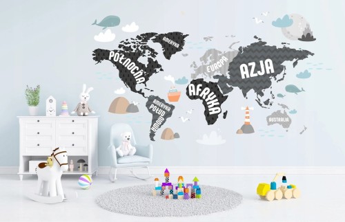 Naklejki ścienne do pokoju dziecka mapa świata