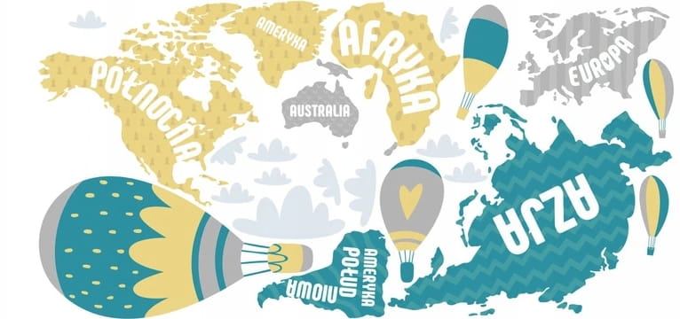 Naklejki ścienne do pokoju dziecka mapa świata