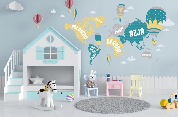 Naklejki ścienne do pokoju dziecka mapa świata
