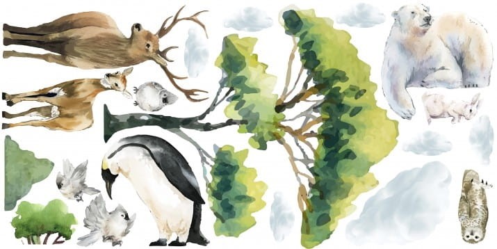 Naklejki dla dzieci na ścianę zwierzęta las