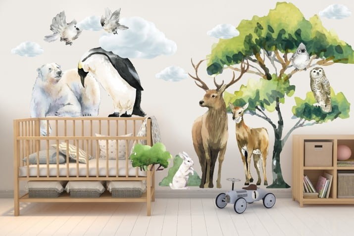 Naklejki dla dzieci na ścianę zwierzęta las