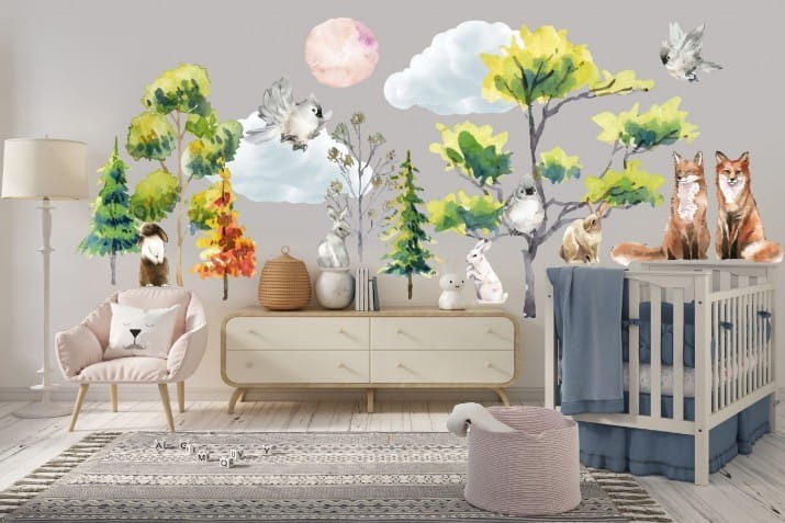 Naklejki dla dzieci na ścianę zwierzęta las