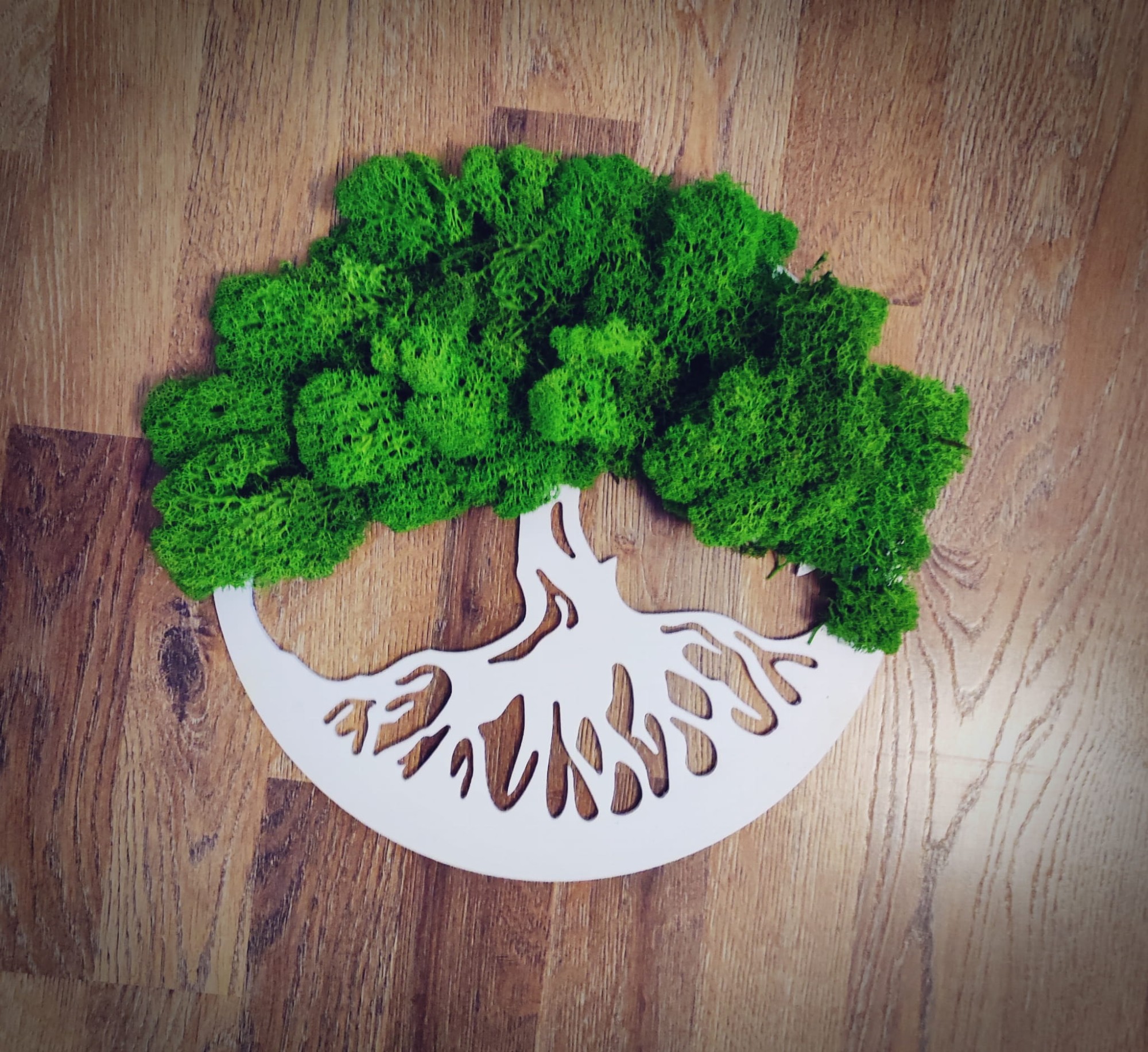 Drzewko okrągła ramka z chrobotkiem