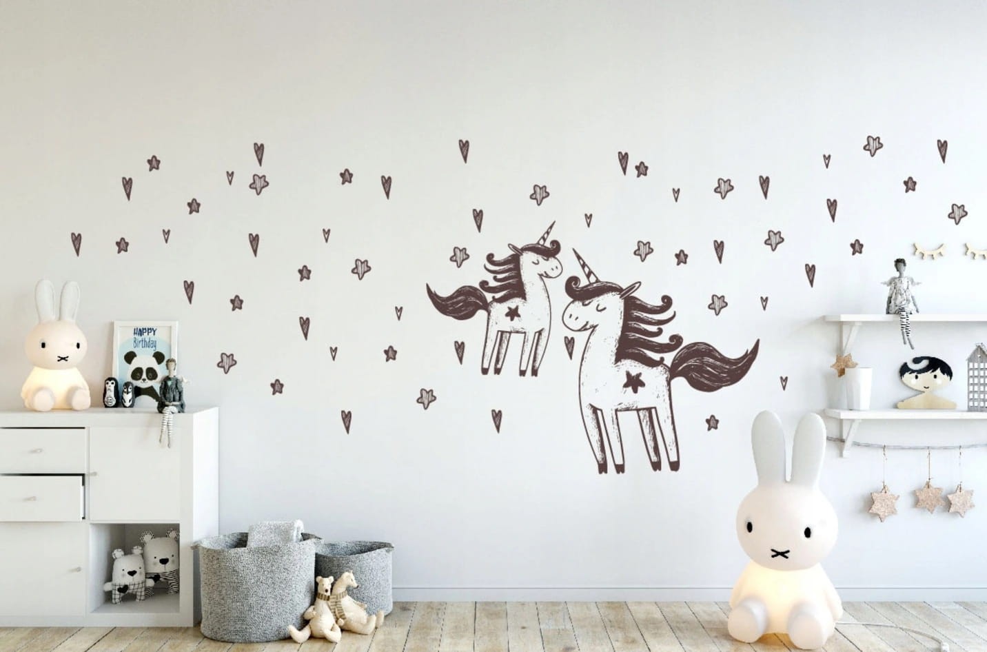 Naklejki  dla dzieci na ścianę zwierzątka jednorożec