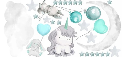 Naklejki  dla dzieci na ścianę zwierzątka jednorożec