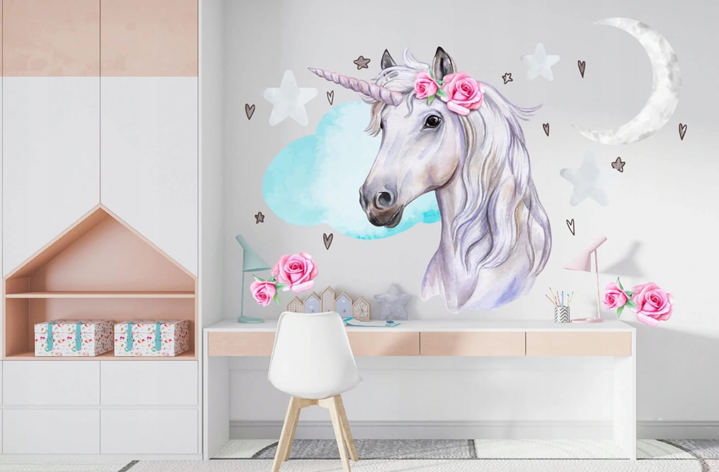 Naklejki  dla dzieci na ścianę zwierzątka jednorożec