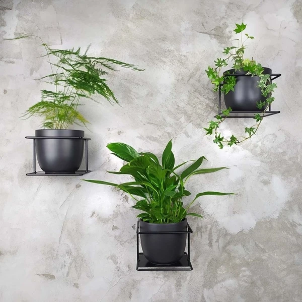 flora 3szt czarny kwietnik w stylu loft