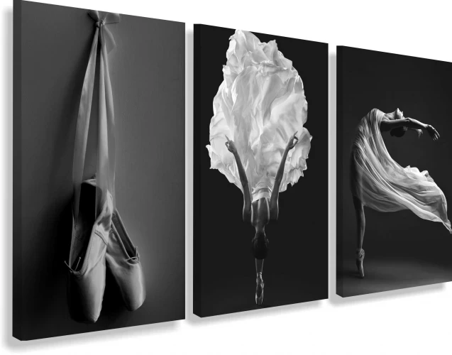Obraz na płótnie canvas tryptyk czarno biały balet