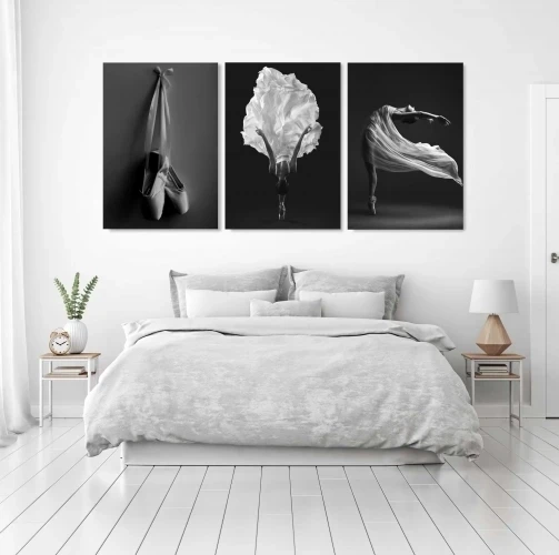 Obraz na płótnie canvas tryptyk czarno biały balet  patihome.pl