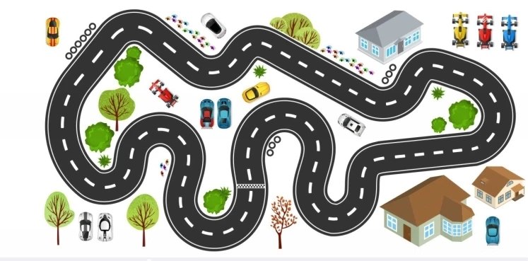 Naklejki na ścianę pokój dziecka  tor auto
