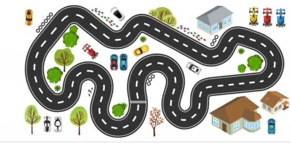 Naklejki na ścianę pokój dziecka  tor auto