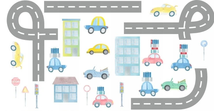 Naklejki na ścianę pokój dziecka  tor auto