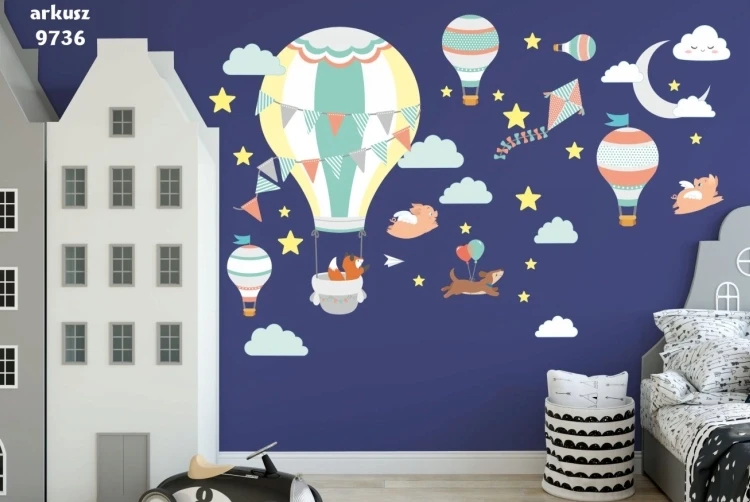 Naklejki dla dzieci na ścianę  balony zwierzątka