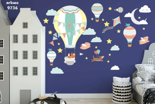 Naklejki dla dzieci na ścianę  balony zwierzątka