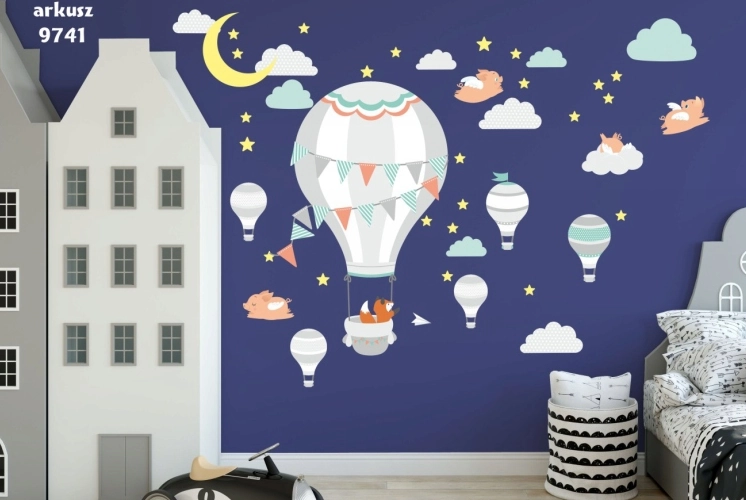 Naklejki dla dzieci na ścianę  balon księżyc
