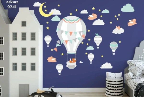 Naklejki dla dzieci na ścianę  balon księżyc