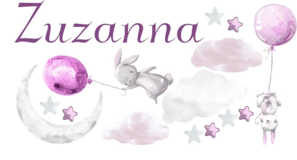 Naklejka na ścianę z imieniem balony baloniki