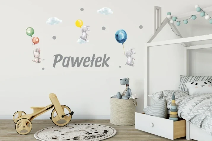Naklejka na ścianę z imieniem naklejki kolorowe balony