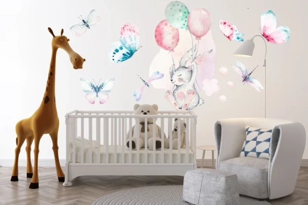 Naklejki  dla dzieci na ścianę balony, motyle