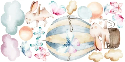 Naklejki  dla dzieci na ścianę balon, motyle