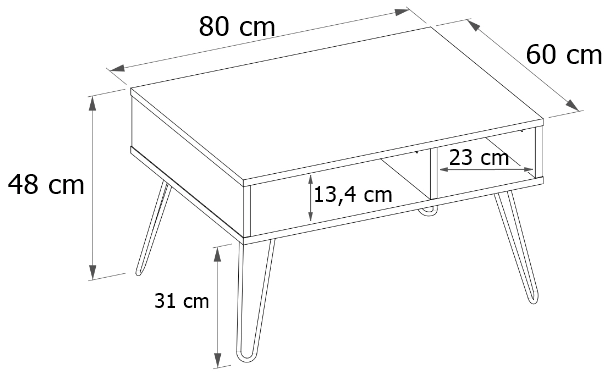 Stolik kawowy  biały 80x60 metalowe nogi